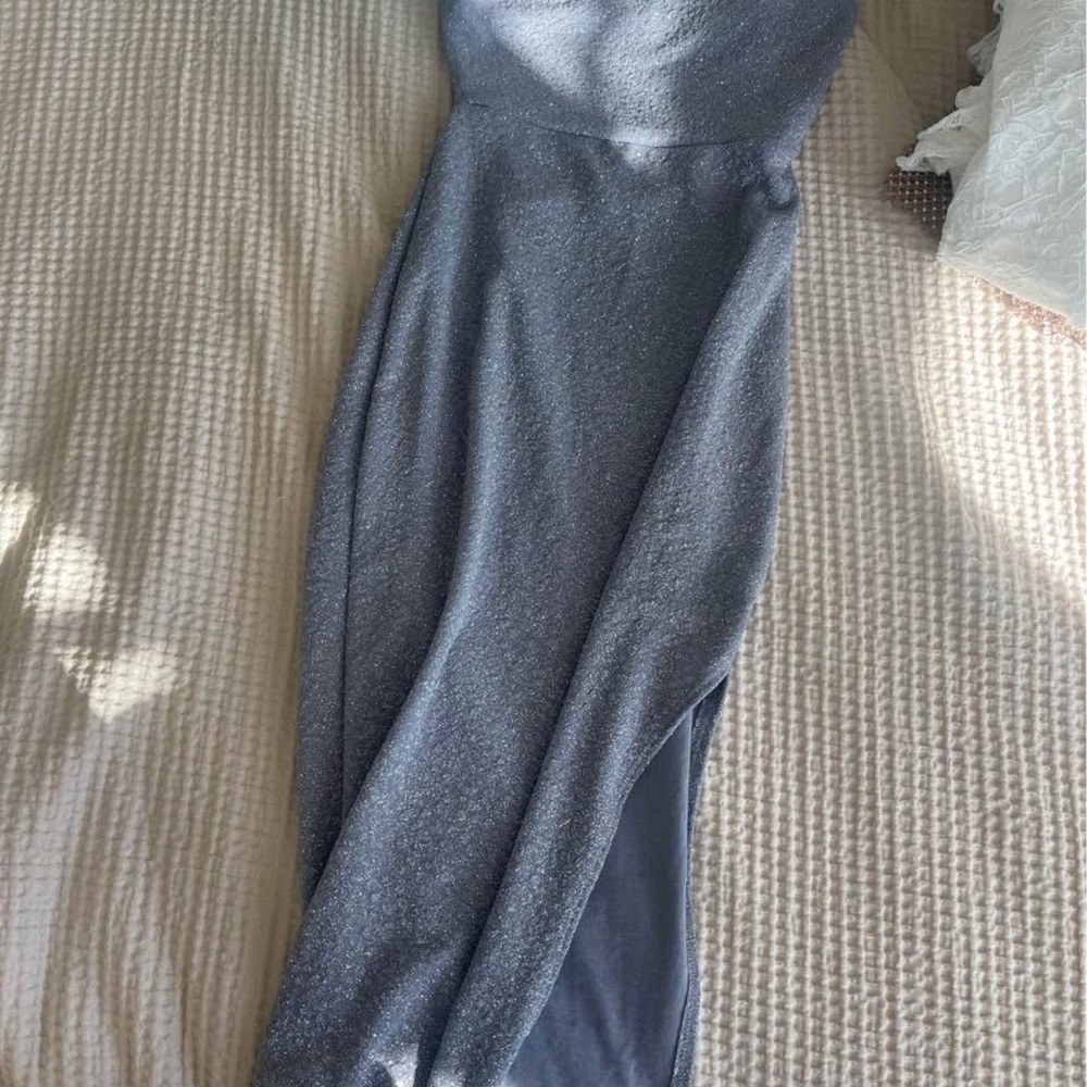 Windsor Shimmering Silver Midi Dress